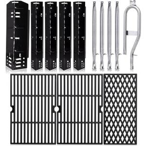 Hiorucet DGH474CRP Replacement Parts for Dyna Glo 5 Burner, Cooking Grates, Heat Plate Tents and Burners for Dyna Glo Grill Replacement Parts DGH474CRP, DGH483CRP, DGH474CRN-D, DGH474CRN, DGH485CRP.