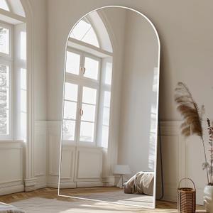 MELOMOIR Arched Full Length Mirror, 81"x41" Oversized Floor Mirror Freestanding, Large Full Body Mirror for Bedroom Living Room Home Gym, White Mirror Full Length with Tempered Glass, Workout Mirror