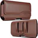 DeBin Case for Galaxy S25 Ultra, S24 Ultra 5G, S24 FE, S23 Ultra, S22 Ultra, S21 Ultra, Note 20 Ultra - Cell Phone Belt Holster with Clip Carrying Pouch Holder Cover Brown