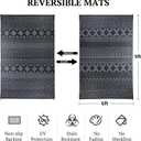 Waterproof Outdoor Rug 6x9 ft, Reversible Plastic Straw Patio Camping Rugs, Outdoor Indoor RV Mat Carpet for Patio, Outside Entry, Backyard, Deck, Bench, Picnic, Camper(6x9,Black&Gray)