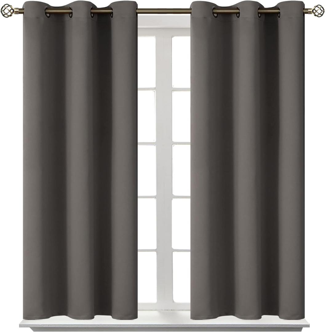 BGment Blackout Curtains for Bedroom - Grommet Thermal Insulated Room Darkening Curtains for Living Room, Set of 2 Panels (38 x 45 Inch, Grey)
