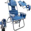 16" High Backpack Beach Chair for Adults with Face Hole & Camping Stool Heavy Duty Beach Tanning Chair Lay Flat with Cooler Bag Supports 265 lbs