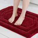 COSY HOMEER Extra Thick Bath Rugs for Bathroom - Anti-Slip Bath Linen Sets Mats Soft Plush Yarn Shaggy 100% Strong Polyester Living Room Bedroom Water Absorbent (Red,17x27 - Inches)