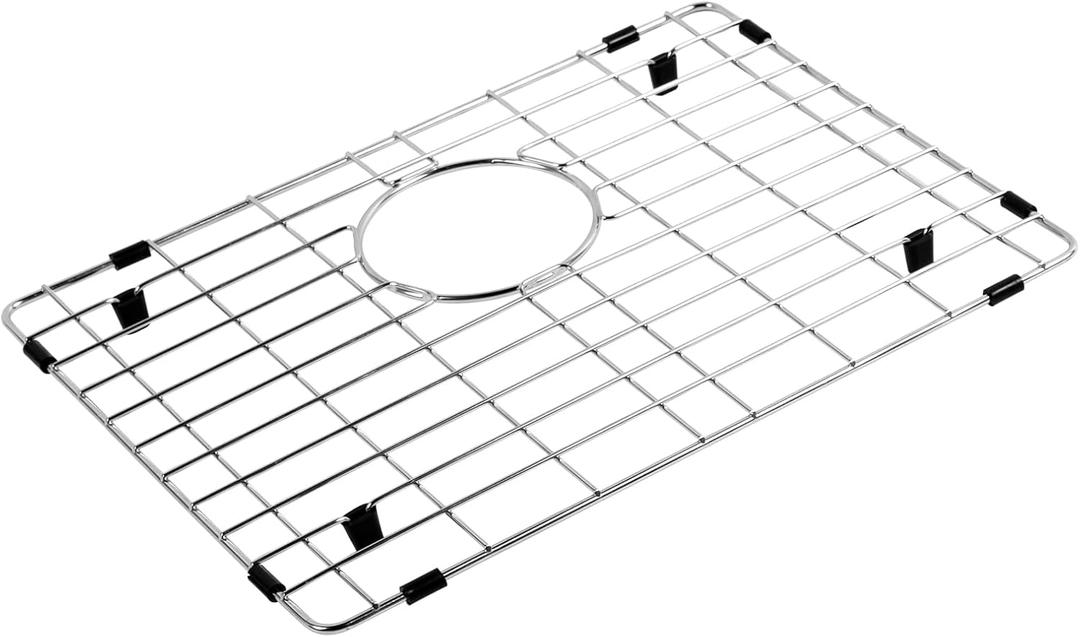 Sink Grate Protector 17-3/4" x 13-11/16", Stainless Steel Kitchen Sink Protectors Grates Grid Bottom Rack with Rear Drain