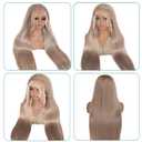 Munx Ash Blonde Straight Human Hair Wig Pre Plucked Real Ear To Ear 13x6 Lace Front Glueless Wig Bleached Invisible Knots Wear and Go 180% Density 18Inch HD Transparent Colored Frontal Wigs