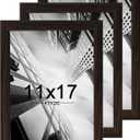 KTKDE 11x17 Picture Frame Set of 3,Walnut Wooden frames, Vertical & Horizontal Wall Hanging for Wall Display,Studio Gallery Photo Frame for Photos, Posters & Art Prints