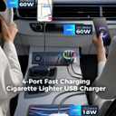120W for iPhone 17 Pro Max Car Charger, Dual PD 60W & QC 3.0 Cigarette Lighter USB Charger with 60W Type C Cable, Car Charger USB C, Car Accessories for iPhone 17/16 Pro/Air, Galaxy S25, iPad, MacBook