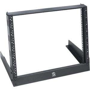 RIVECO 8u Tabletop Rack for Audio & Network, Desktop Rack Shelf Tappered Holes Open Frame Sound Recording Shelf Free Standing 2 Post Black