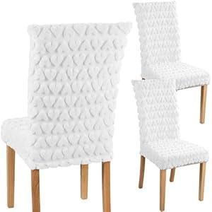VitalCozy Cream White Heart Chair Covers Set of 2 Valentine's Day Dining Chair Cover Cute Faux Fur Soft Heart Seat Slip Cover for Dorm Home Bedroom Valentines Day Decor Gifts