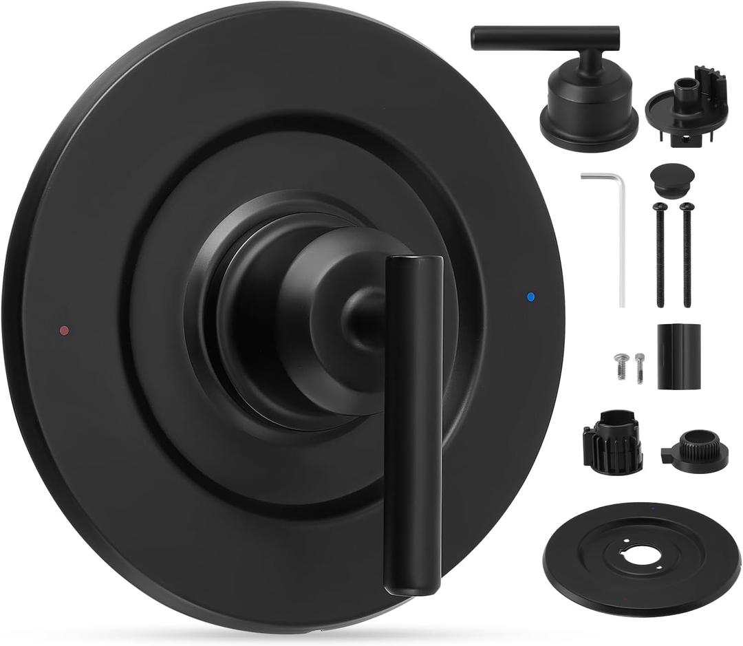 T2901BL Shower Handle Replacement Compatible with Moen, Matte Black Shower Valve Trim Kit Replacement for One-Handle Tub and Shower Faucet, Valve Trim Only