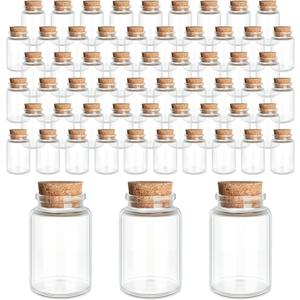 60-Pack 0.68 oz (20 ml) Glass Bottles with Cork Stoppers for Spell Bottles, Spice Jars, DIY Party Favors, Travel Memories & Plant Propagation Empty Recyclable Containers for Crafts, Kitchen,Dcor