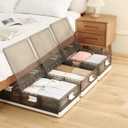 Under Bed Storage Containers with Wheels - Stackable, Foldable Plastic Storage Boxes with Lids for Clothes, Shoes, Blankets - Perfect for Bedroom Organization and Dorms (2 Pack-25.2''x16.5''x7.9'')