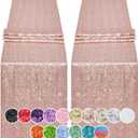 2PCS 12x72 Inch Sequin Table Runner Rose Gold Glitter Table Runner for Party, Wedding, Bridal Baby Shower, Event Decorations2PCS, 12x72 Inch, Rose Gold