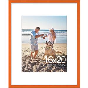 decorUhome 16x20 Picture Frame, Display Pictures 11x14 with Mat or 16x20 without Mat, Wall Hanging Poster Frame, Orange, 1 Pack