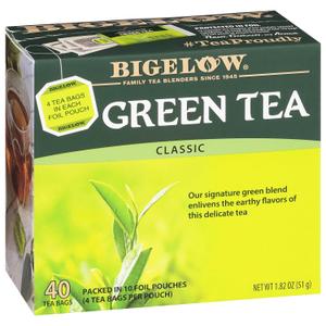Bigelow Tea Classic Green Tea, Caffeinated Tea with Green Tea, 40 Count Box (Pack of 6), 240 Total Tea Bags, Best By: AUG 2028