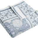 Levtex Home - Adare Blue - Throw - Bordered Floral - Blue, Navy and White - Quilted Throw (50x60in.) - Cotton