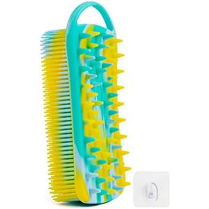 Silicone Exfoliating Body Scrubber Loofah Silicone Scalp Massager Shampoo Brush Soft Body Scrubbers for Use in Shower Lathers Well Easy to Clean 2 in 1 BSROLUNA (1 Pack Camouflage Green)