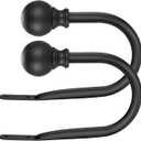 Double Curtain Rod, Adjustable 1 inch Double Drapery Rod Rods for Windows and Doors with Ball Round Finials and Brackets Set (Black Curtain Hooks, Standard)