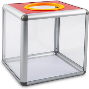 Klmnop Acrylic Lottery & Donation Ballot Box, 20cm Clear Raffle Ball Game Box, Cubic Container for Fundraising, Raffles, Suggestions and Voting(3.9" Opening)