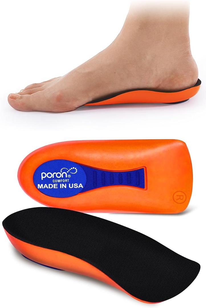 Plantar Fasciitis Inoles Heel Cup[Poron -Made in USA] Women Men Heel Insoles for Heel Pain,Heel Spurs, Flat Feet, Tendonitis, Shock Absorption Inserts (Black, Women 6-11.5 / Mmen 4.5-9.5)