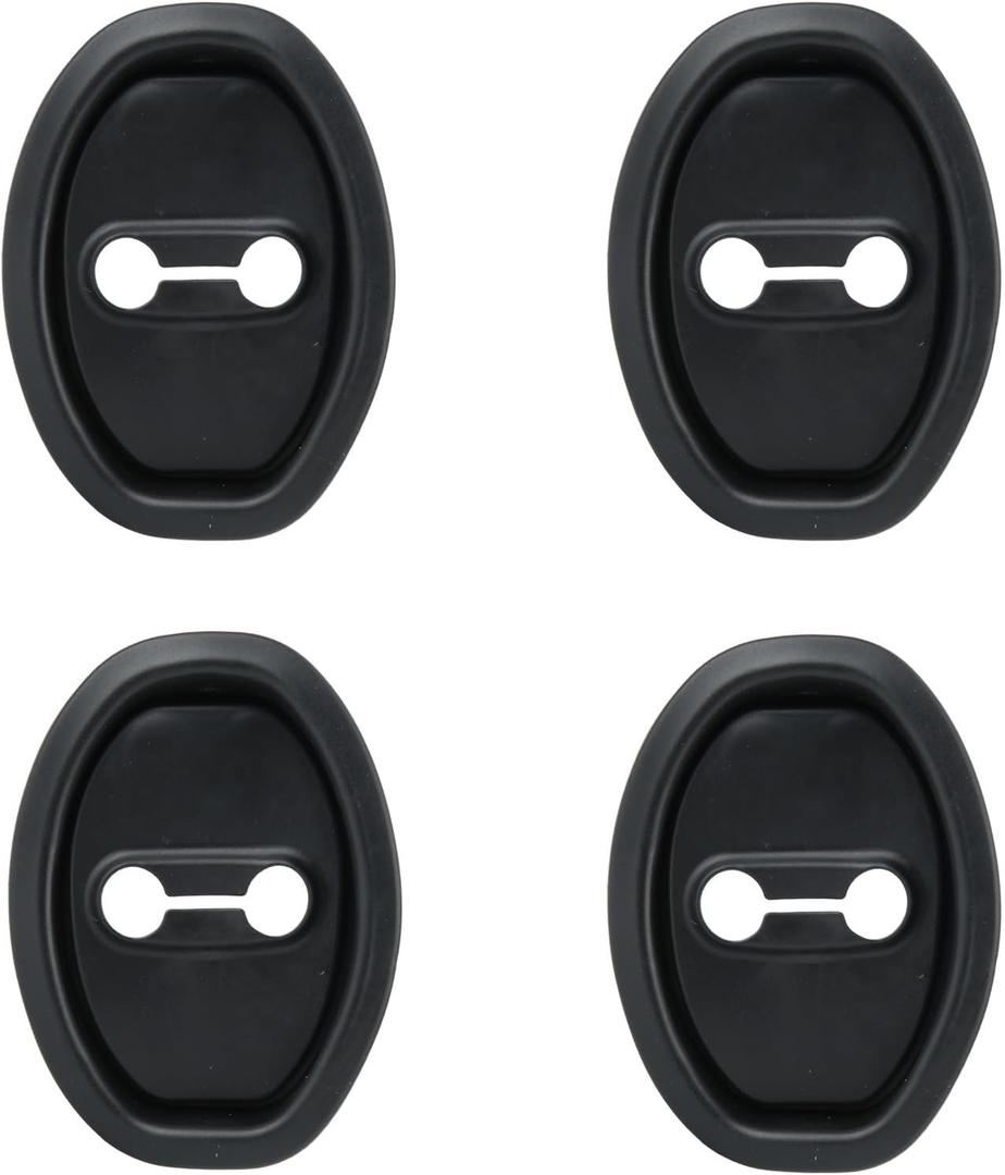3 x lasuroa 4pcs Silicone Car Door Latch Covers, Universal Door Cushion Slam Stopper Strike Protective Lock Guard Protector for Noise Reduction & Shock Absorber Fits Most Cars SUVs Trucks (Black)