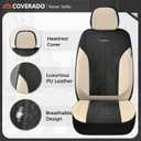 Coverado Front Seat Covers, Beige Seat Covers 2 Seats, Leather Car Protectors 2-Pack, Auto Seat Covers Spill-Proof Design Universal Fit for SUV, Vans, Sedan, Truck