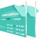CALPALMY (Pack of 2) 12 x 24 Inch Clear Acrylic Sheets 1/4" Thick Plexiglass; Use for Craft Projects, Signs, Display Cases, Sneeze Guard and More; Cut with Cricut, Engraver, Power Saw or Hand Tools