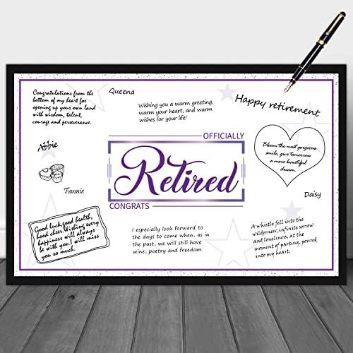 WATINC Retirement Party Decorations Jumbo Guest Book, Purple Congrats Retired Guest Book, Large Message Card Farewell Goodbye Signature Poster Gift for Coworker Office Men Women Pack of 3