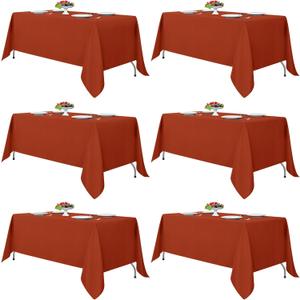 Fitable Rust Tablecloths for Rectangle Tables, 6 Pack - 70 x 120 Inches - Reusable and Washable Fall Table Clothes for 6-8 Ft Tables, Polyester Fabric Table Covers for Wedding, Party, Banquet