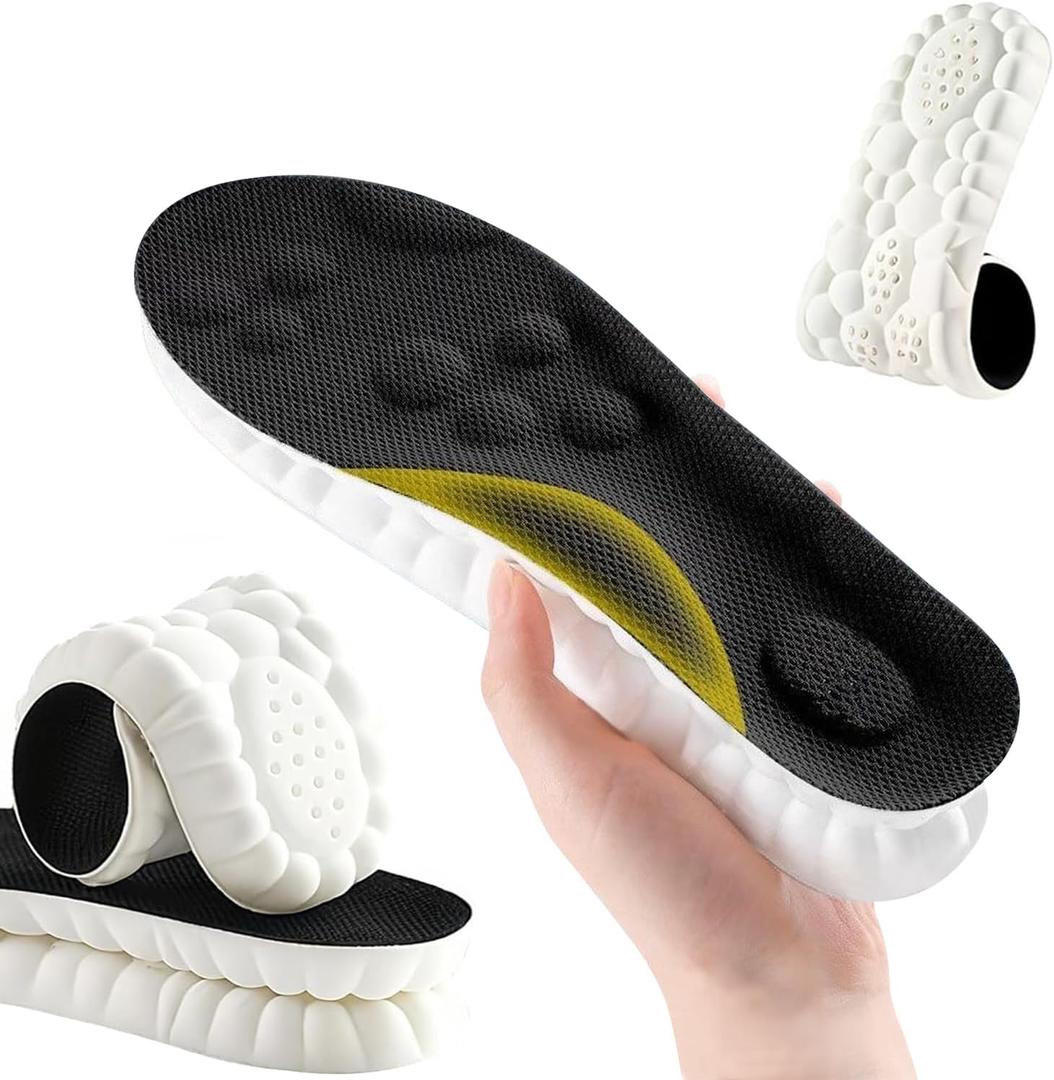 Steppers Insoles for Men and Women,4D Cloud Insoles,Memory Foam Insoles,Breathable Massage Cushion Shoe Inserts with Arch Support-Trim to Fit All Shoe Types(1Pair-Black, Men 10-11/Women 11.5-12.5)