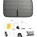 Upgrade Passenger Side Middle Window Cover for Mercedes-Benz Sprinter 170Wb,2007-2024,2 Folding Panels for Ventilation (T-Vent),Magnetic Window Cover for Bare Metal & Plastic Frame