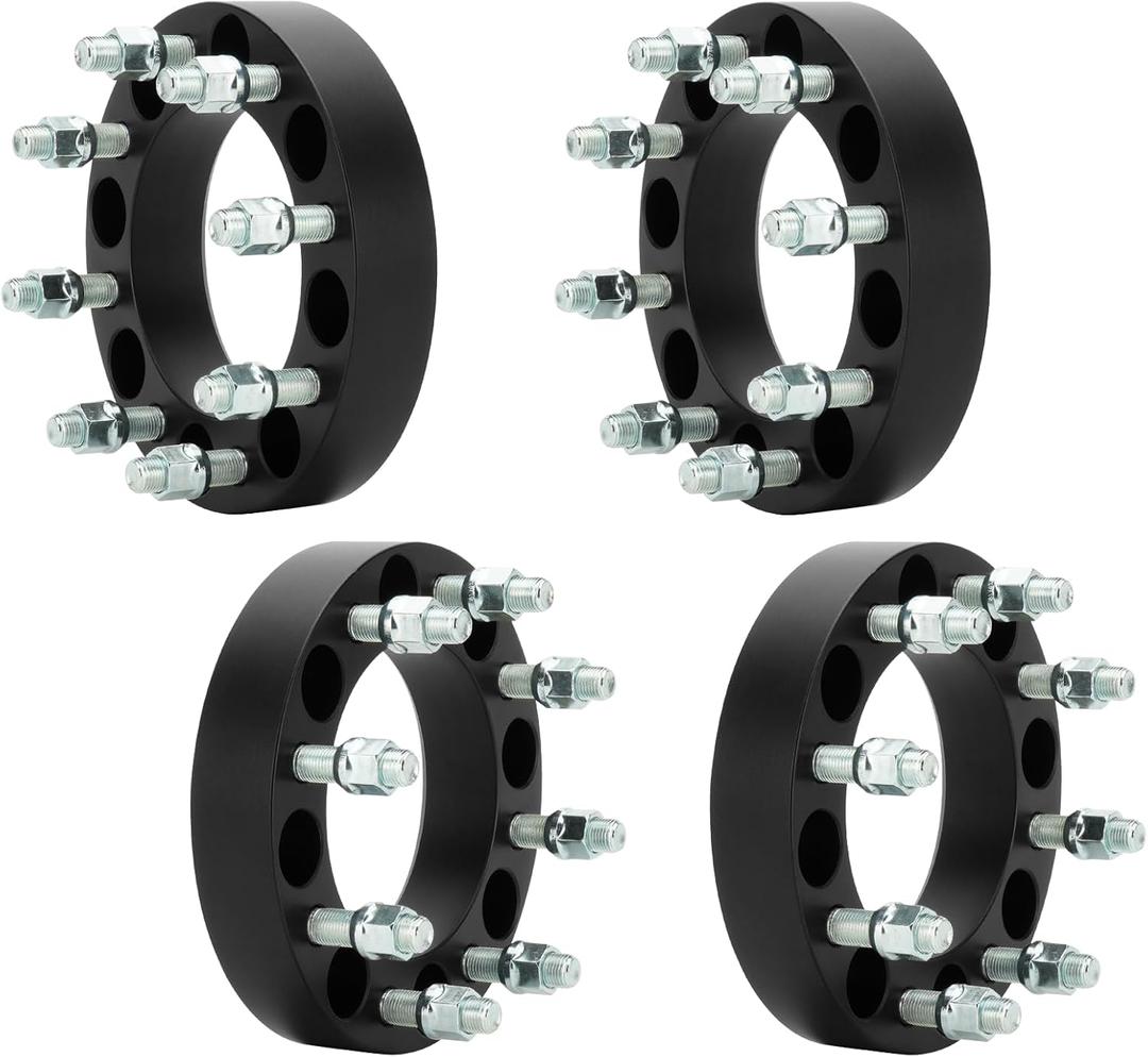 8x6.5 2" (50.8mm) Wheel Spacers with 130mm Bore, 9/16"-18 Studs Thread Pitch, 4pcs Forged Rim Adapters 8x165.1mm 8 Lugs for 1994-2011 Dodge Ram 2500 3500, 1988-1998 Ford F250 F350