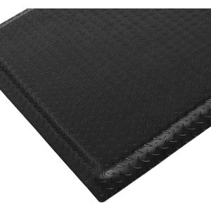 Anti Fatigue Mats Industrial 2' x 5' 15/ 16" Thick Ergonomic Standing Floor Mat Heavy Duty Commercial Grade Diamond Plate Vinyl Non Slip Safety Mat for Commercial & Industrial Work, Black
