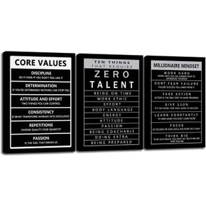 3 Pieces Inspirational Canvas Wall Art Millionaire Mindset 60" W x 28" H