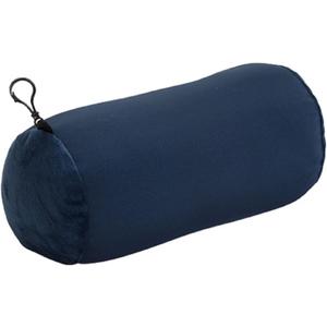 Wolf Essentials Microbead Bolster Tube Travel Pillow - Compact Neck Roll Pillow for Airplane, Car, or Home - Soft Lumbar Support Pillow - Navy