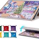 Tektalk Jigsaw Puzzle Board with 2-in-1 Designed Stand & Cover, Multi-Angle Adjustable Bracket & 6 Color Sorting Trays, Lightweight Portable Mat for Puzzle Storage Saver, Up to 1000 Pieces (Khaki)