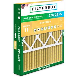 Filterbuy 20x25x5 Air Filter MERV 11 Superior Pet & Allergy Defense (1-Pack), Pleated HVAC AC Furnace Filters for Honeywell FC100A1037, Lennox X6673, and More (Actual Size: 19.88 x 24.75 x 4.38)