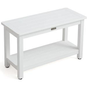 30'' Heavy Duty Shower Bench for Inside Shower, White Poly Bath Stool for Shaving Legs, Waterproof Spa Bath Chair Seat with Adjustable Feet, Non-Slip, Weight Capacity 700LBS (XL Size(30*13*18'')