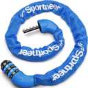 Sportneer Bike Lock: 5 Digit Combination High Security Anti Theft Bike Chain Lock - 3.2/3.6/4ft Heavy Duty Keyless Bicycle Lock for Bike, Motorcycle, Scooter, Door & Gate - 4/6mm Thick, Easy to Use (Blue)