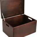 Creative Deco Large Brown Wooden Box Storage with Hinged Lid | 15.8x11.8x9.44in (+-0.5) | Keepsake Decorative Gift Box | Acacia-Like Wood Chest Trunk PRODUCT NOT INTENDED FOR 15 YEARS OR BELOW