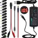 Universal Power Supply 3V~24V 3A 72W Adjustable Variable AC/DC Adapter Charger, 100V-240V AC to DC Converter with LED Voltage Display & 14 Tips & Polarity Converter & Test Lead