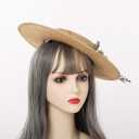COSDREAMER Victorian Hat Womens Girls Tea Party Hats Vintage Flowers Flat (Beige)
