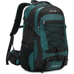 BOVIP 40L Hiking Backpack Waterproof Lightweight Daypack Travel Sports Camping Backpack for Men Women (Dark Green)