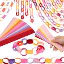 Lincia 600 Sheet Summer Paper Wedding Chain Garland Construction DIY Groovy Chain Strip 114 Feet Total Length 1 x 8 Inch Assorted Colored Paper with 2 Roll Double Sided Tape (Warm Color)