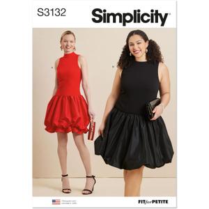 2 x Simplicity SS3132BB Women's Sleeveless Bubble Dress Sewing Pattern Packet, Design Code S3132, Sizes 20W-22W-24W-26W-28W