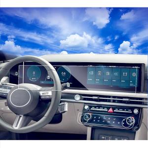 2pcs 2025 Tucson Santa Cruz Tempered GLASS Screen Protector& Plastic AC Climate Film for 2025 Tucson N Line Limited SEL Convenience 2025 Santa Cruz XRT Limited Dual 12.3Inch Screen Protector(all-in-one )