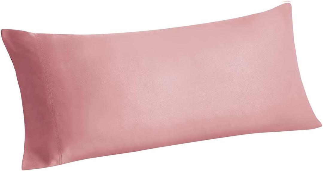 BEDELITE Body Pillow Cover, Rayon Made from Bamboo, Cooling Body Pillow Pillowcase for Hot Sleepers and Night Sweats, Breathable & Silky Soft Full Long Pillow Case Cover (Rose Pink, 20x54 Inches)