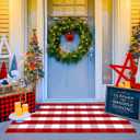 Ckorzen Red and White Plaid Rug, 3' x 5' Christmas Front Porch Outdoor Rug, Handwoven Cotton Washable Rug for Layered Door Mats, Holiday Entryway and Home Dcor