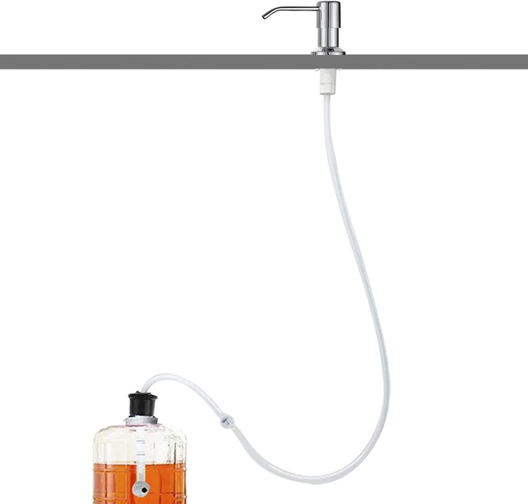 Commercial Kitchen Hand Soap Dispenser Pump, Brushed Nickel, Stainless Steel Liquid Soap Dispenser with 47" No-Spill Extension Tube