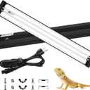 T5 10.0 UVB Reptile Light Fixture Combo Kit, 24W High Output UVA UVB Light with Upgraded Wider Alloy Reflector for Bearded Dragons Lizards Tortoises and Other Desert or Tropical Reptiles (22.7Inch)